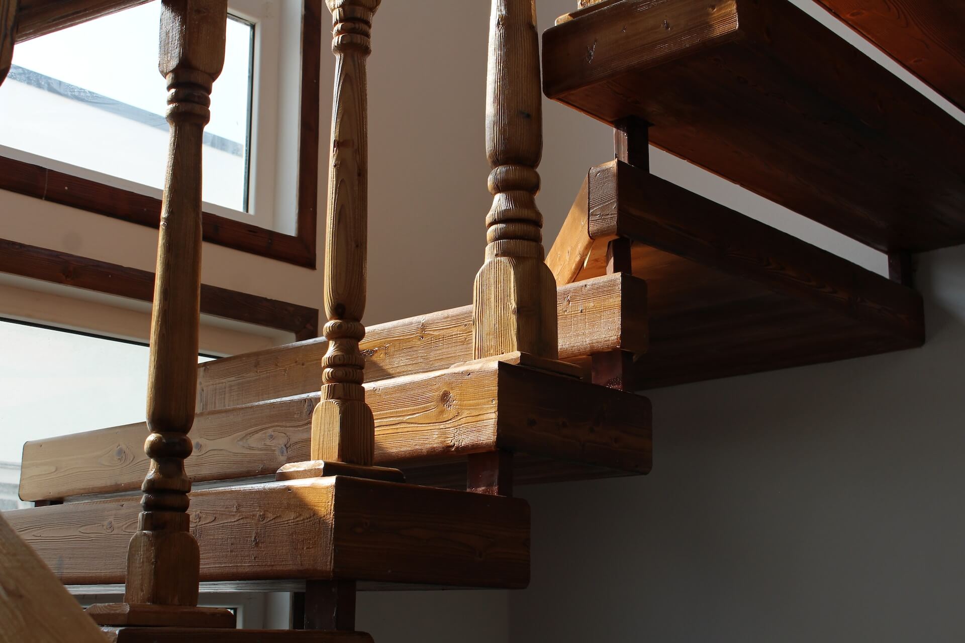 A wooden staircase made by Anthony